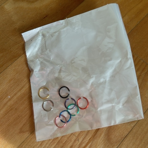 New Small Nose Ring Hoops Assorted Colors 8 Pieces - Picture 3 of 9